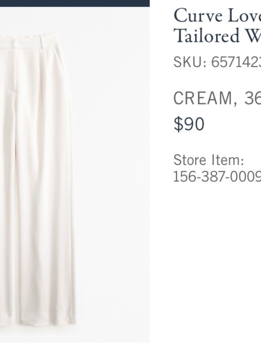 Curve Love A&F Sloane Tailored Wide Leg Pant